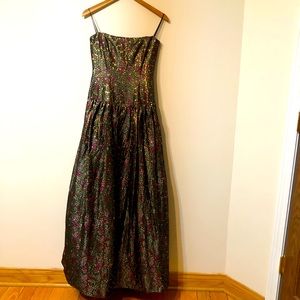 David Meister ball gown. Green, gold and fuchia.